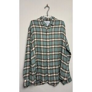 Frank Eileen Finbar Button Shirt Size 2XL Plaid Linen Long Sleeve Top Collar